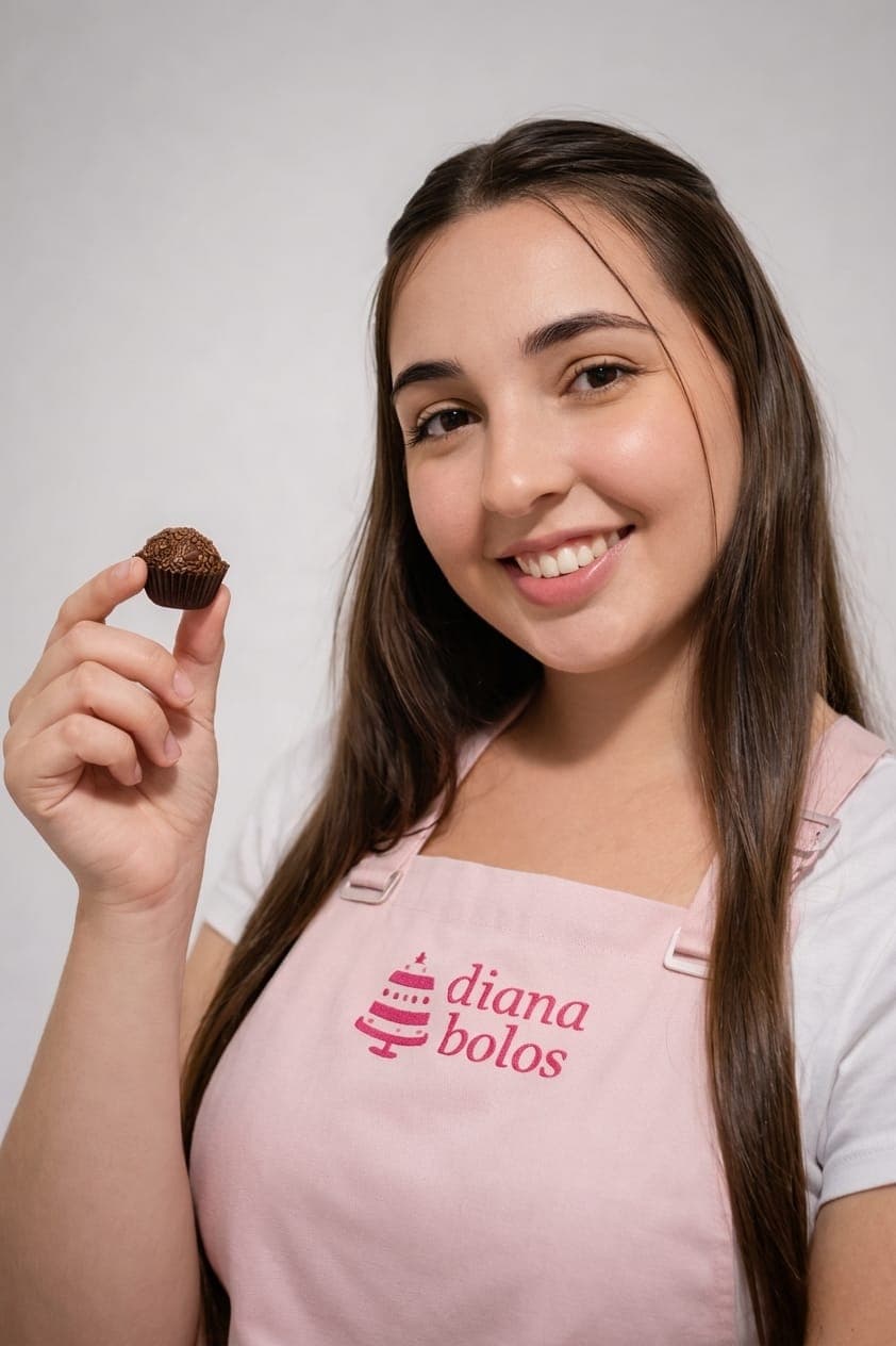 Diana confeiteira trabalhando